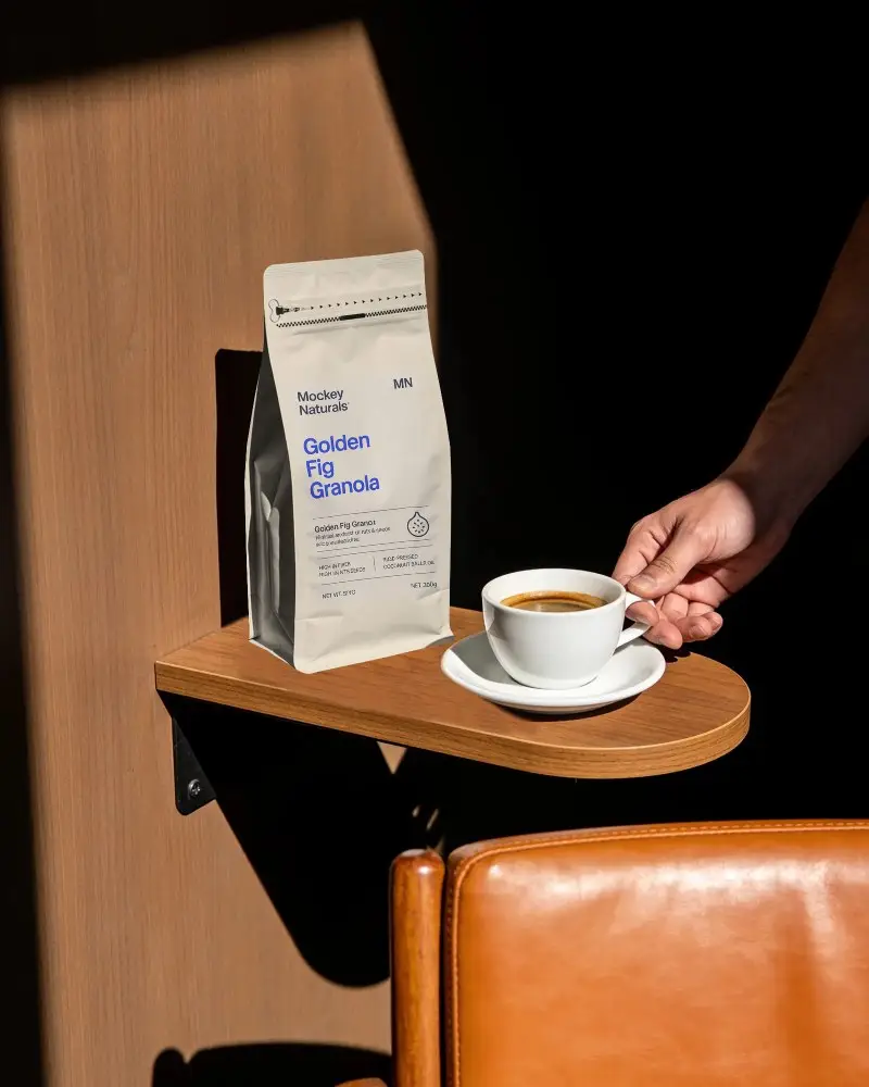Coffee Pouch Mockup For Premium Beverage Packaging Design And Brand Promotion
