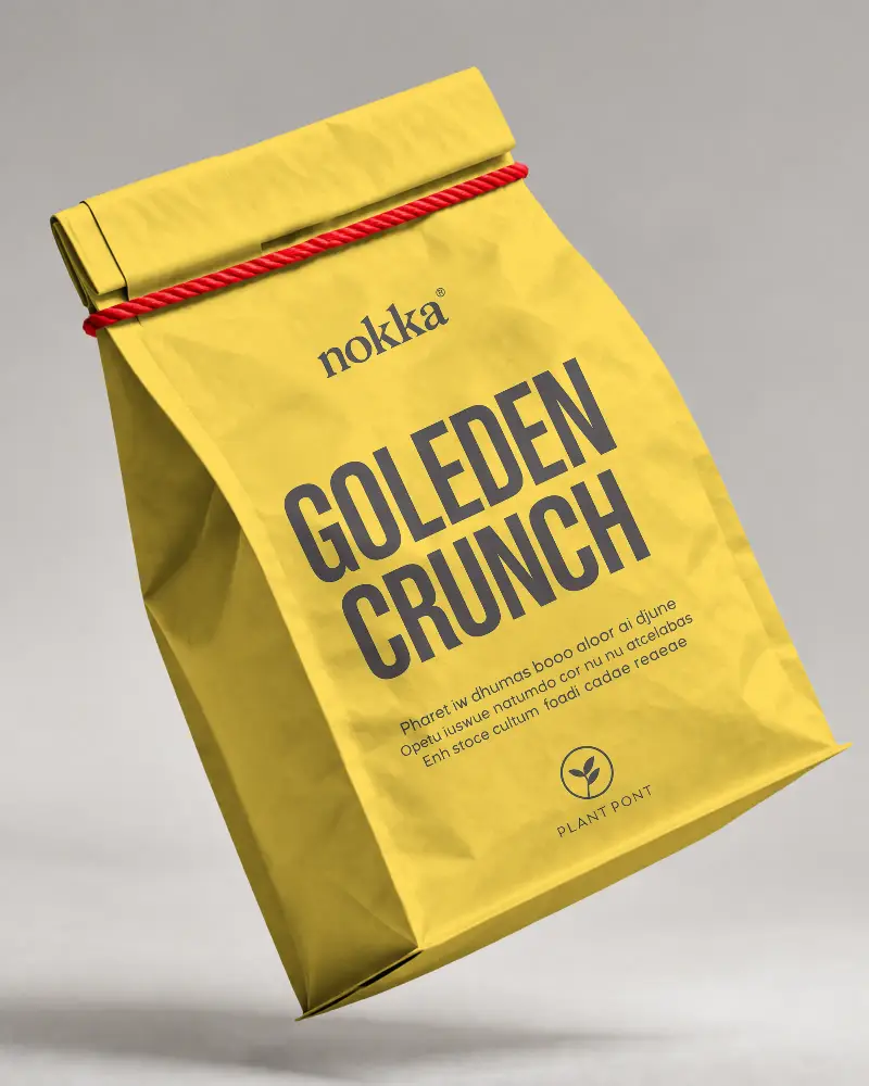 Premium Sized Standing Paper Pouch Mockup Secure Fold Over Top And Twist Tie Seal