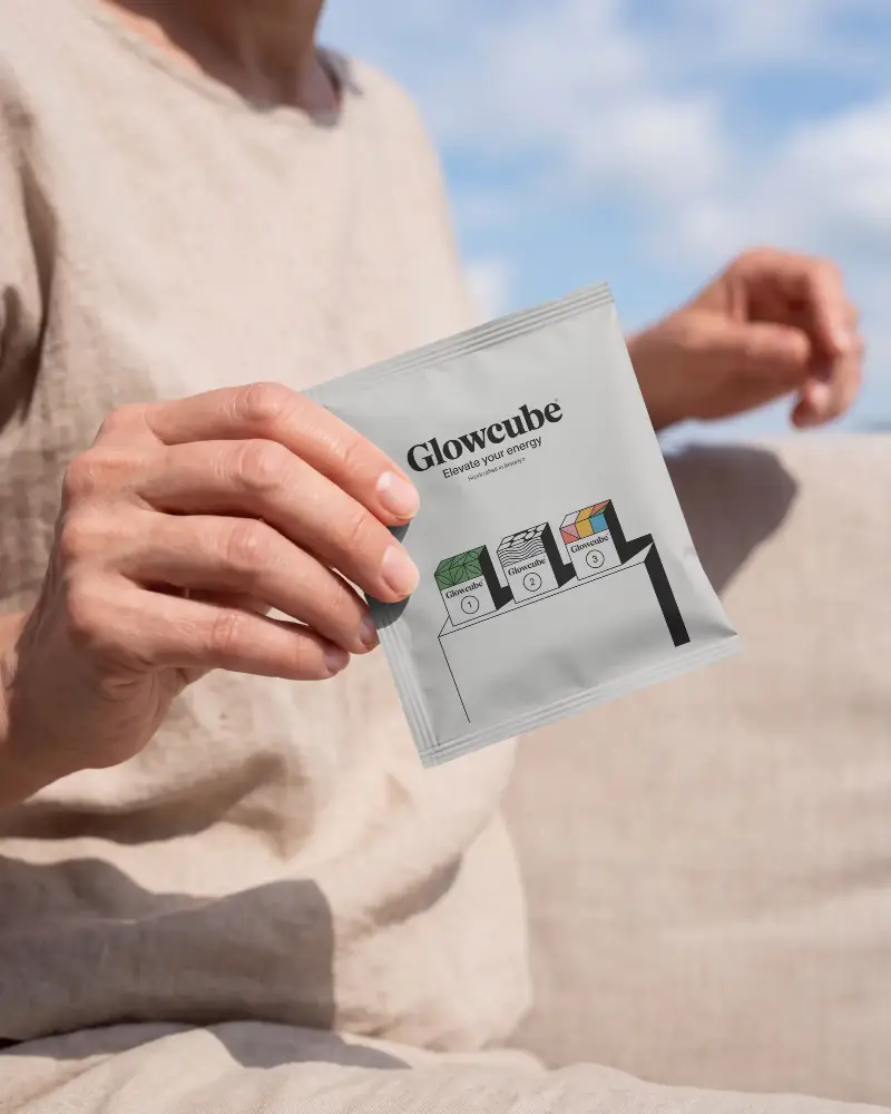 Close Up Hand With Blank Small Packaging Pouch Mockup Outdoor Natural Lighting
