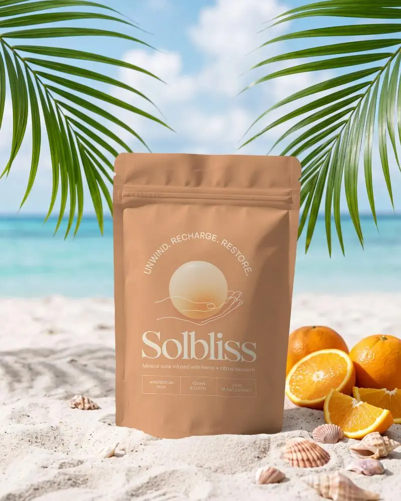 Beachside Reclosable Standup Pouch Mockuo With Tropical Fruit And Seashells