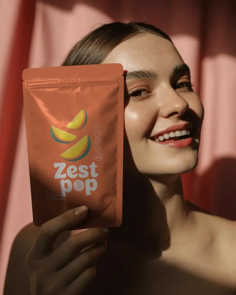 Premium Stand Up Pouch Packaging Mockup For Organic Foods And Cosmetics Brand Marketing