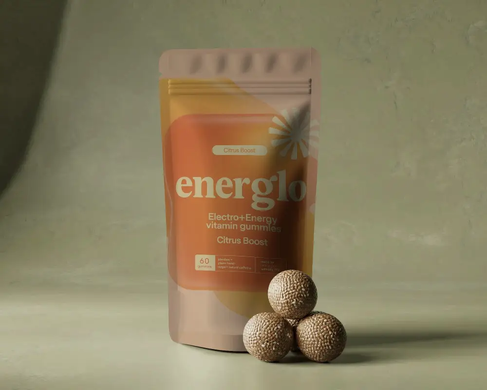 Stand Up Pouch Mockup With Texture Spheres For Product Packaging Branding Presentation