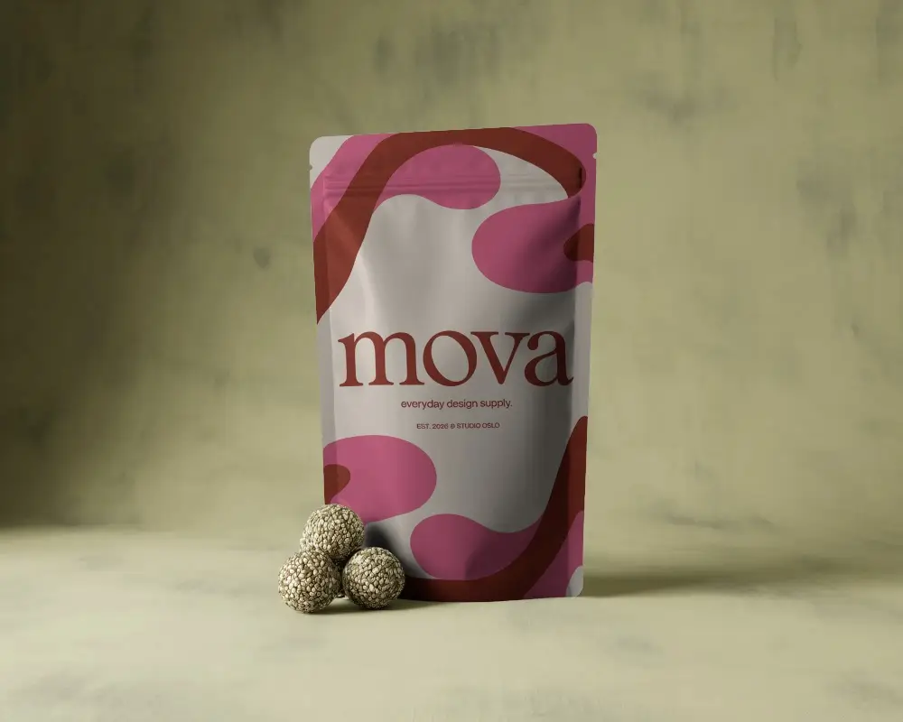 Resealable Stand Up Pouch Packaging Mockup For Food Snacks Or Cosmetic Products Display