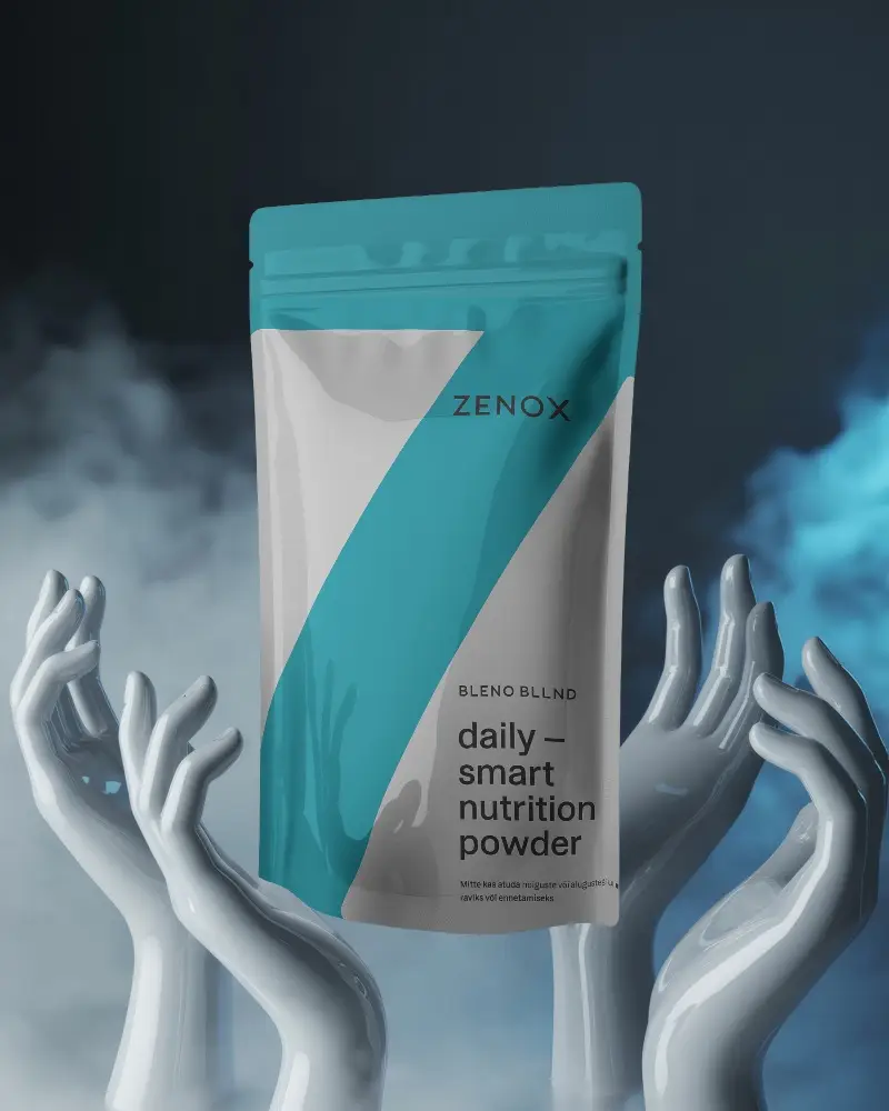 Floating Hands Holding Pouch Mockup Mystical Vapor Effect Dark Moonlit Scene