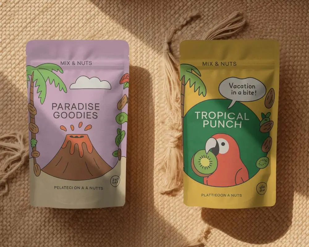 Sunlit Flatlay Dual Pouch Mockup On Woven Fiber Mat Soft And Natural Aesthetic Touch