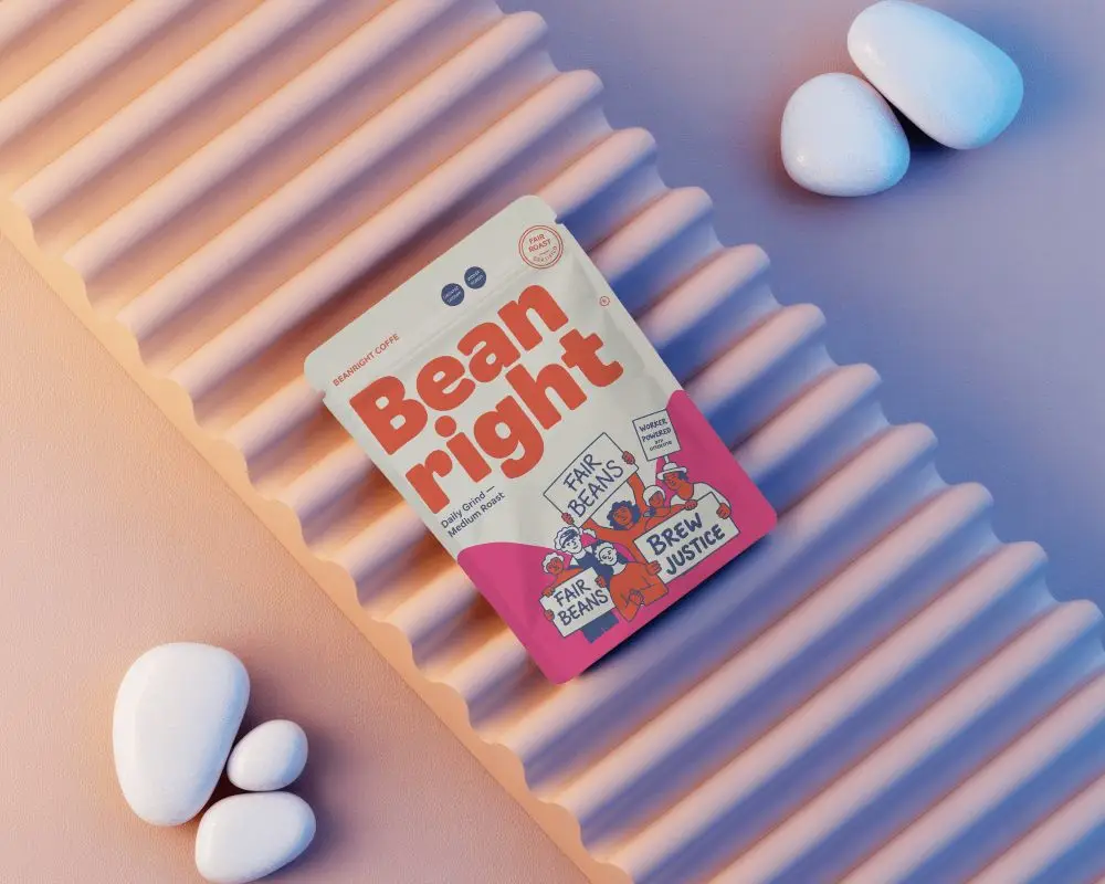 Pastel Zen Pouch Mockup Flat Lay On Ribbed Podium Stones And Gradient Serene Backdrop