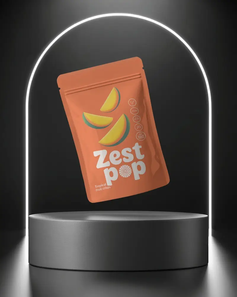 Black Glow Arch Pouch Mockup Floating On Podium With Minimal Light Outline Glam Look