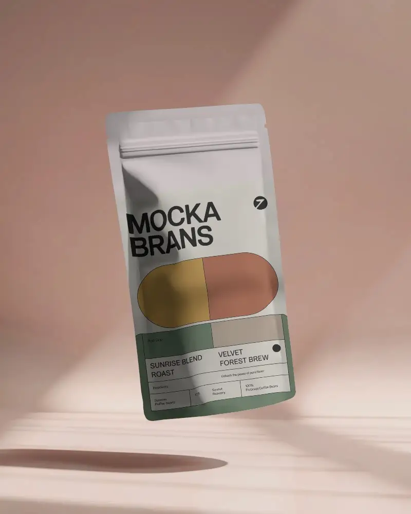 Flexible Ziplock Pouch Mockup With Shadow For Brand Packaging Design Display