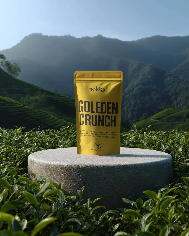 Resealable Matte Pouch Mockup Displaying Natural Product Packaging In Greenery Background