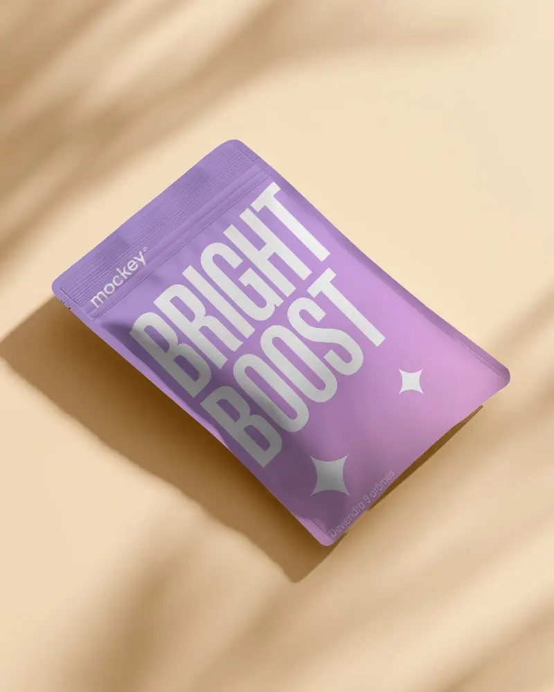 Flexible Stand Up Pouch Mockup With Zipper Seal For Commercial Product Display