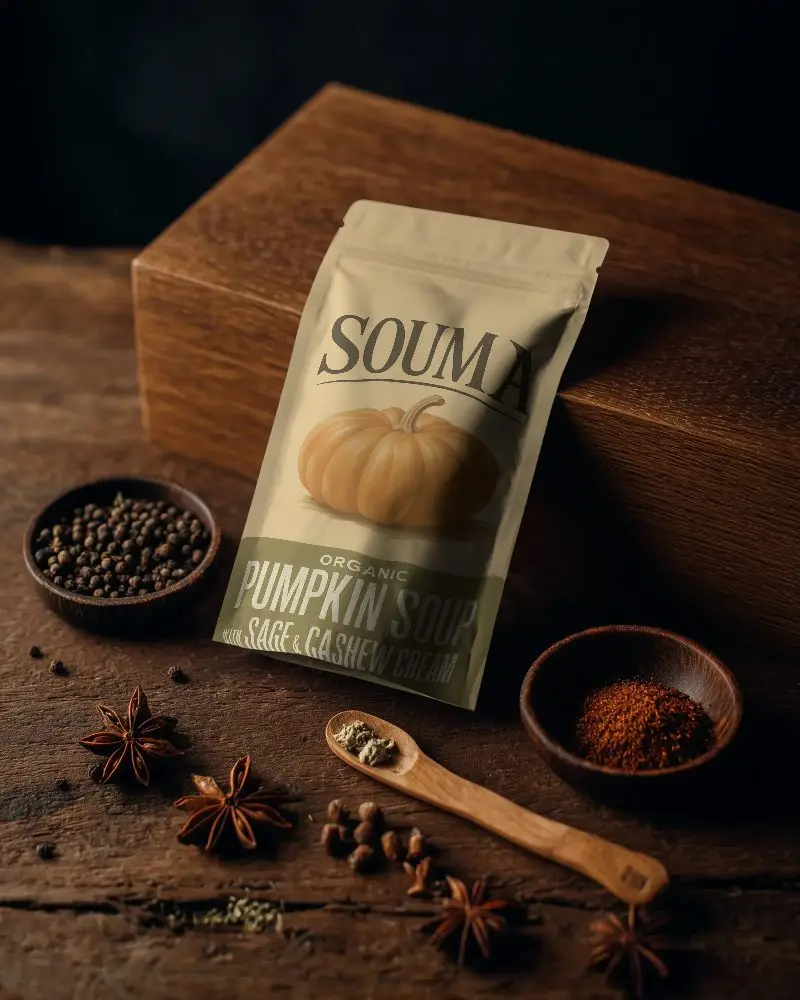 Resealable Stand Up Pouch Mockup For Spices Packaging Design Presentations