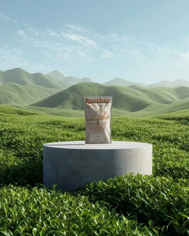 Minimalistic Resealable Pouch Mockup Presented In Natural Green Plant Surroundings