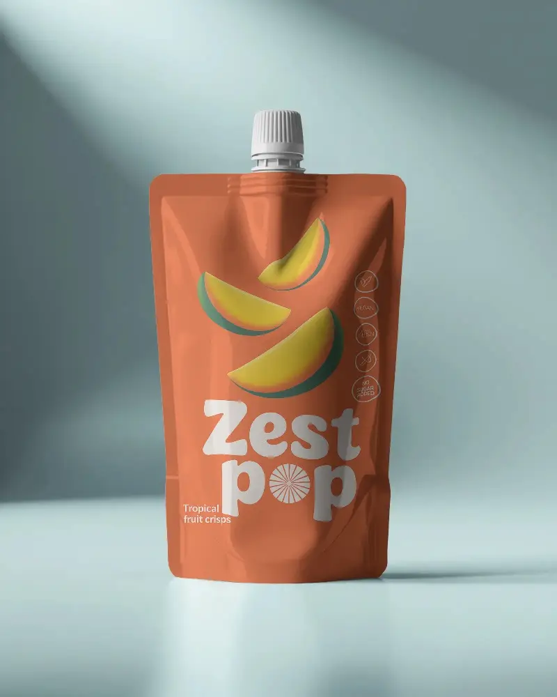 Flexible Packaging Pouch Mockup With Spout Ideal For Carrying Beverages And Sauces