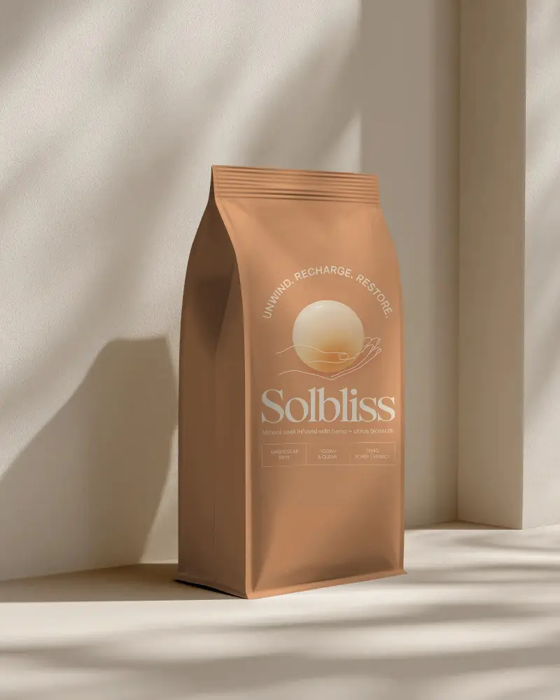 Flexible Flat Bottom Pouch Mockup With Durable Seal For Food Or Product Packaging