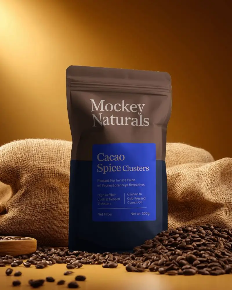 Resealable Stand Up Pouch Packaging Mockup For Coffee Beans Spices Snacks Retail Use