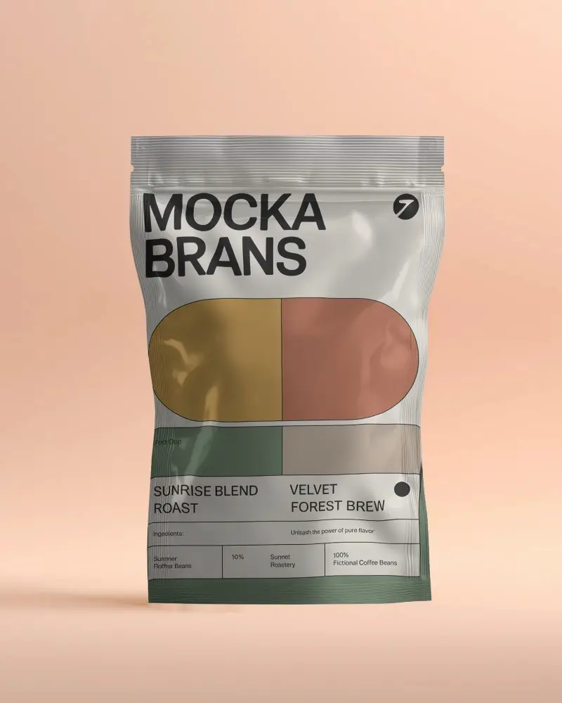 Resealable Foil Pouch Mockup For Product Packaging Design Display