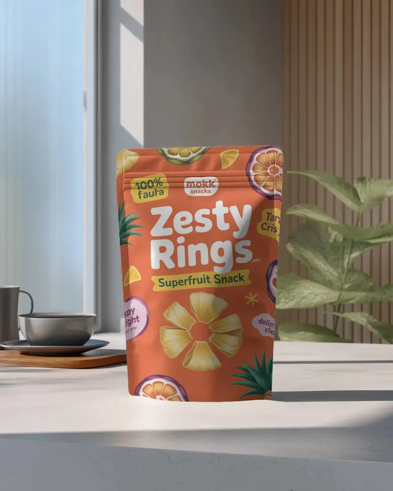 Resealable Stand Up Pouch Packaging For Food Storage And Retail Display Mockup