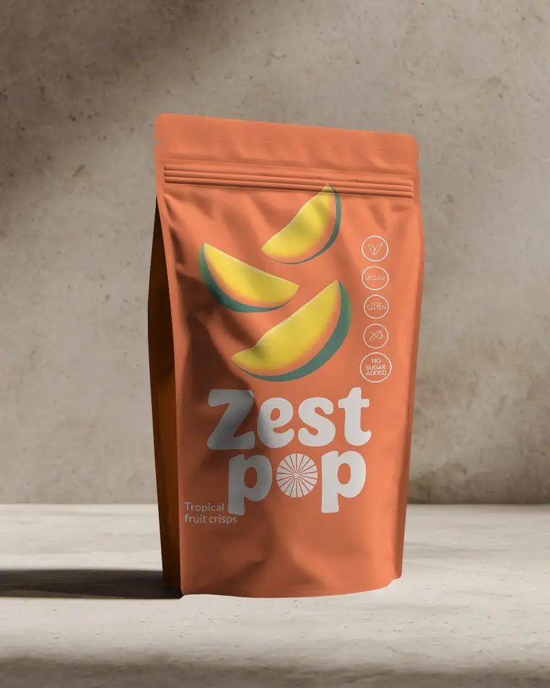 Resealable Pouch Mockup For Food Beverage Storage And Branding Use