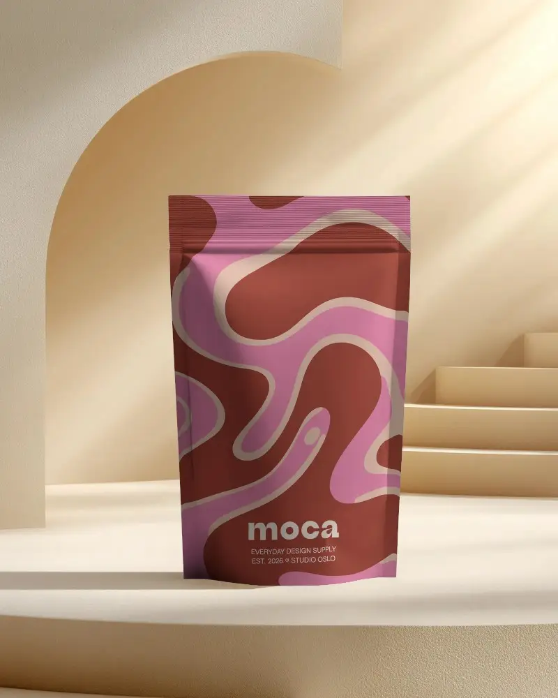 Resealable Stand Up Pouch Mockup For Product Packaging Display And Brand Presentation