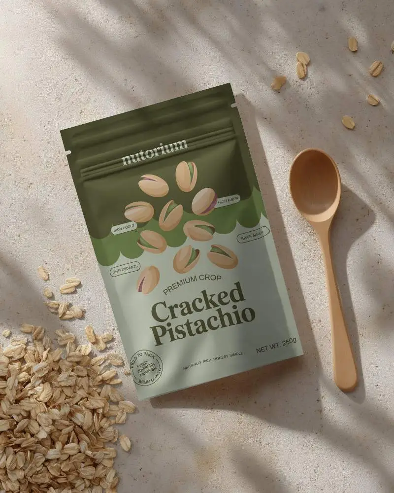 Resealable Stand Up Pouch Mockup For Natural Food Products Packaging Display