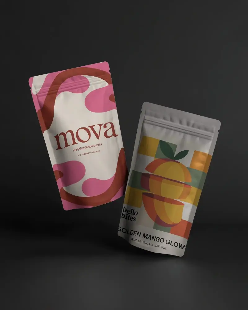 Kraft Material Zipper Pouch Mockup For Snack And Powder Product Packaging Design