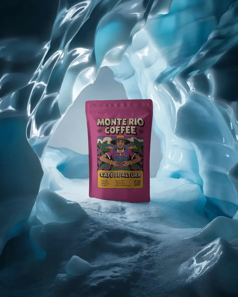 Matte Standup Pouch Packaging Mockup On Ice Cave Background For Product Display