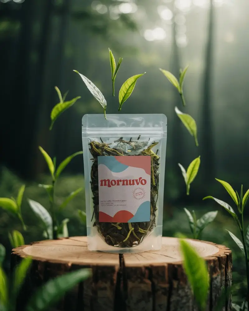 Transparent Zipper Lock Pouch Mockup For Premium Green Tea Leaf Products