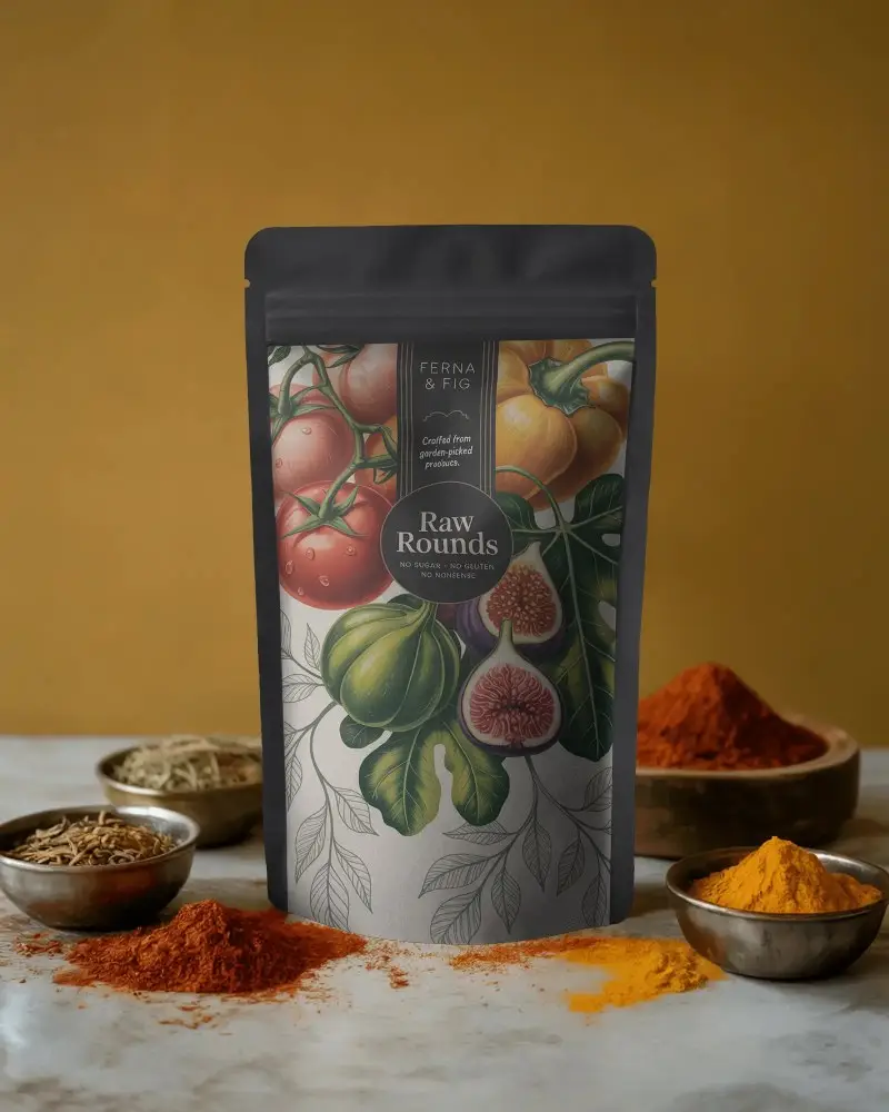 Resealable Stand Up Pouch Packaging Mockup For Powdered Spices Herbs Supporting Brand Visibility