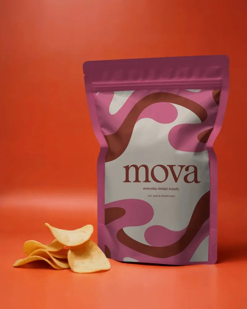 Resealable Stand Up Pouch Packaging Mockup For Snacks Perfect For Marketing And Branding