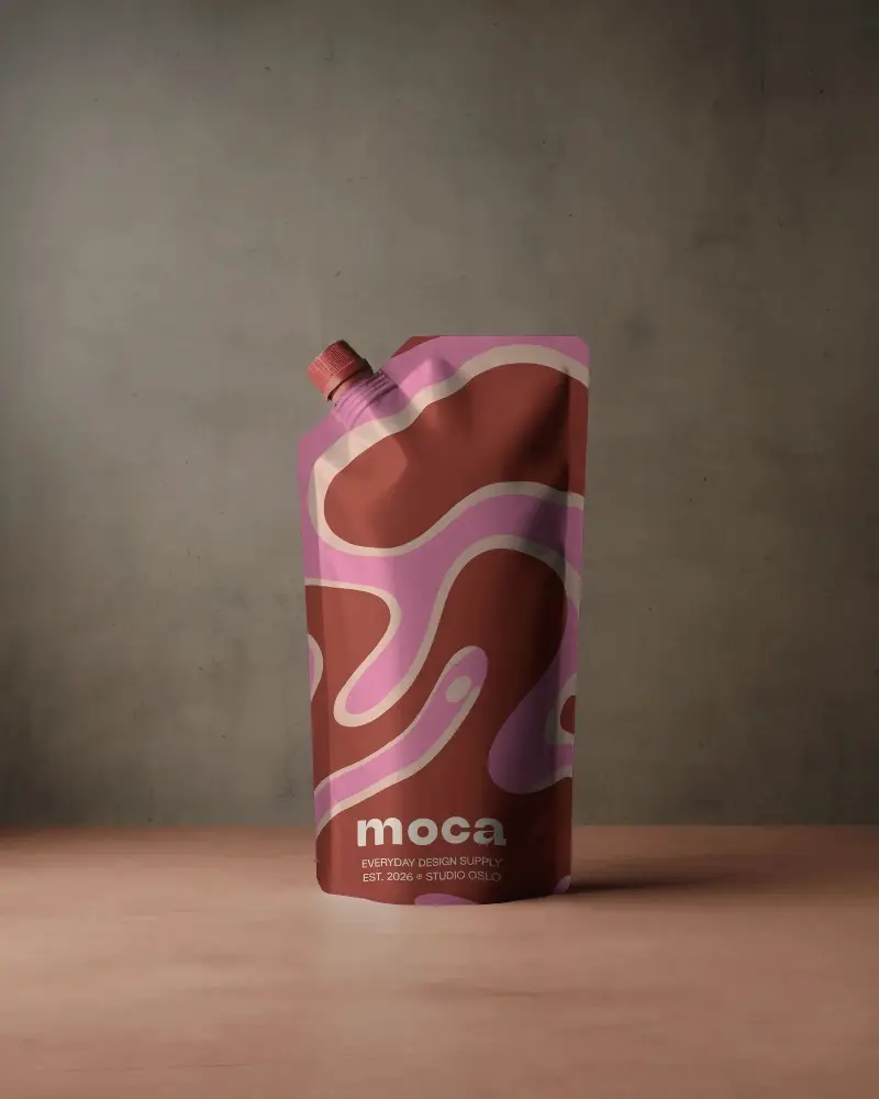 Stand Up Spout Pouch Packaging Mockup For Liquid Products Modern Flexible Container