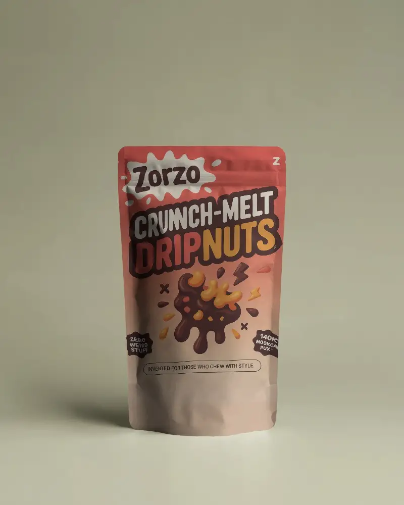 Stand Up Pouch Packaging Mockup With Zipper Lock For Product Branding Design