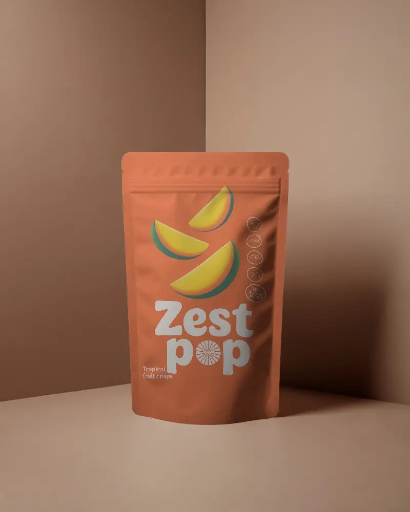 Stand Up Zipper Pouch Packaging Mockup Clean Minimalist Background For Branding