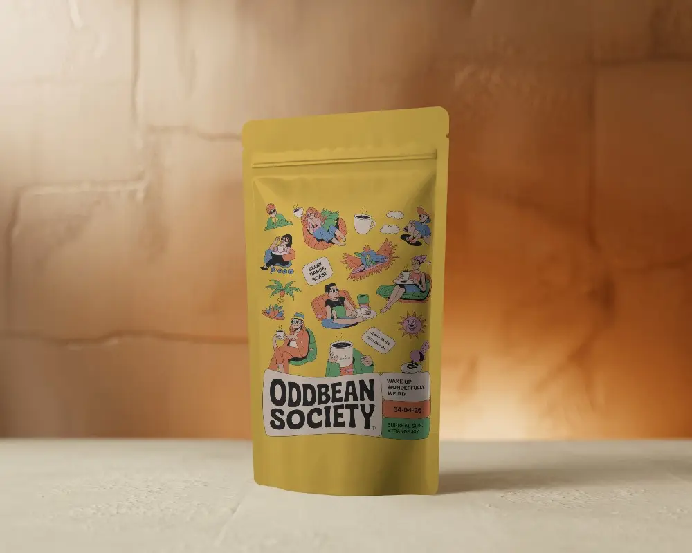 Premium Packaging Pouch Mockup Standing Front View With Soft Shadow Background