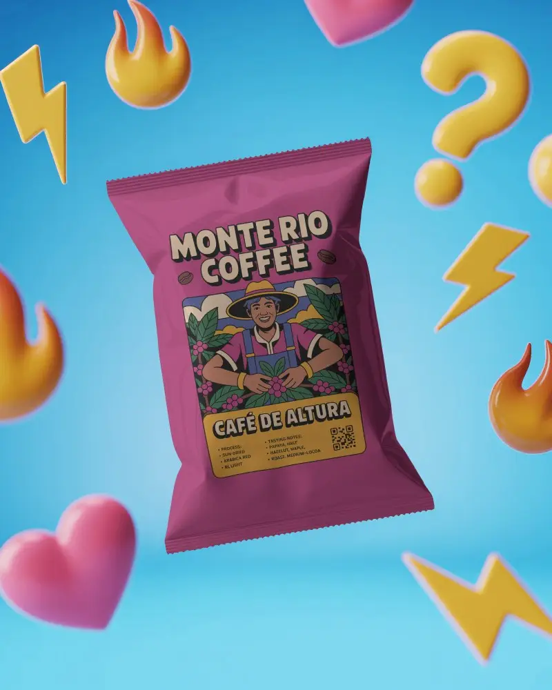 Snack Pouch Mockup Centered On Playful Icon Background With Hearts And Lightning