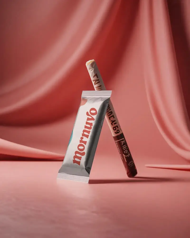 Vertical Standup Pouch Mockup With Smooth Curtain Background For Product Packaging Design