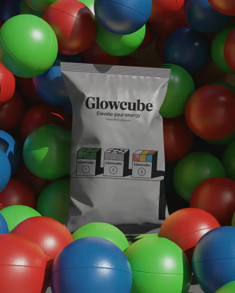 Versatile Pouch Mockup Surrounded By Colorful Plastic Balls For Product Presentation