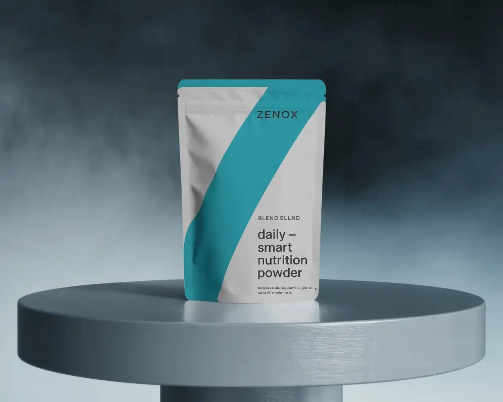 Matte Foil Standup Pouch Mockup Against Blurry Smoky Backdrop Modern Product Presentation