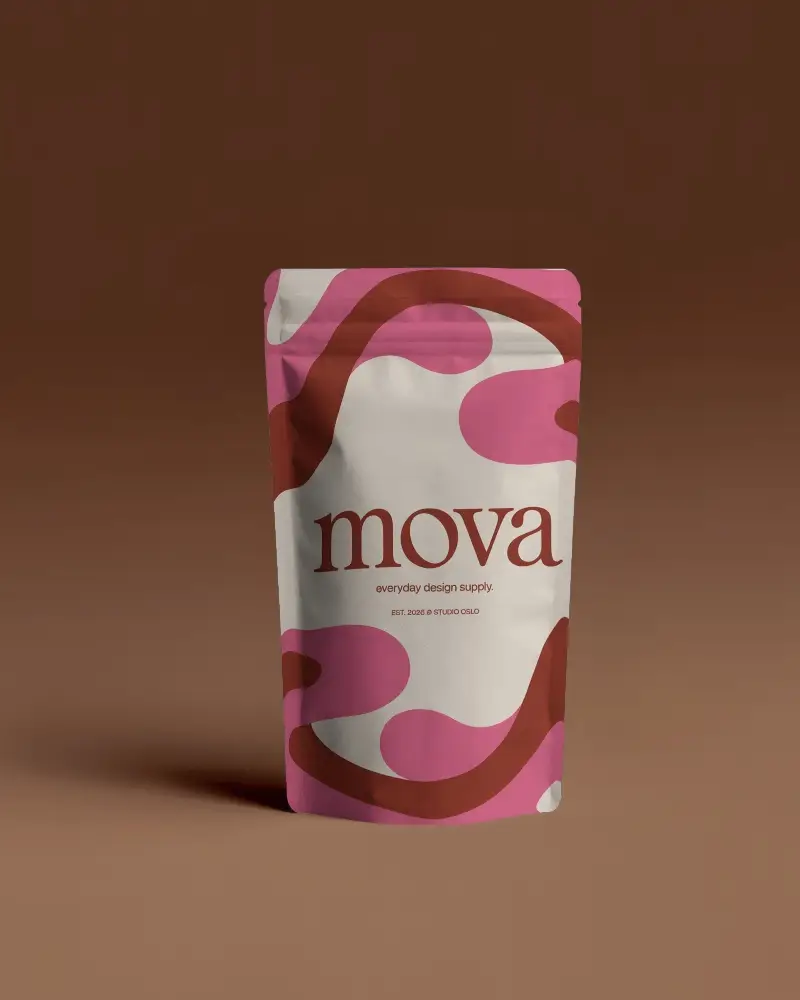 Premium Quality Foil Pouch Packaging Mockup With Clean Minimalist Design For Marketing