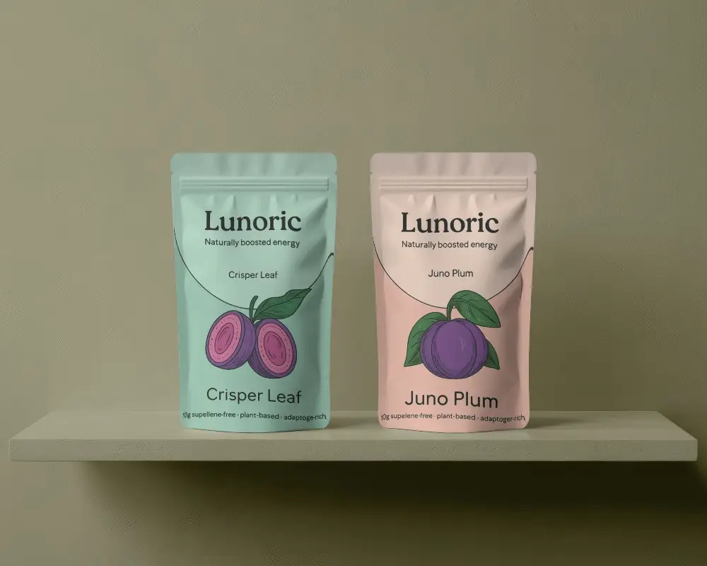 Dual Pouch Mockup On Olive Shelf Muted Green Wall Minimal And Symmetrical Setup