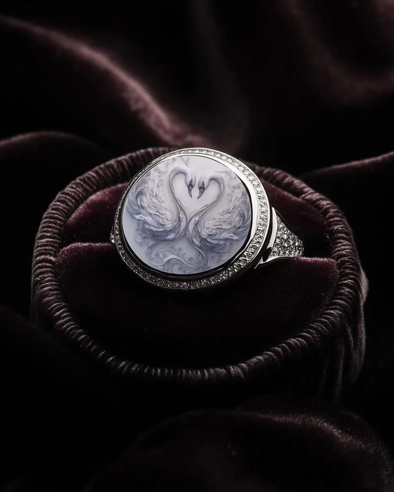 Luxury Ring Mockup On Dark Velvet Cushion Soft Lighting Elegant Jewelry Display For Branding