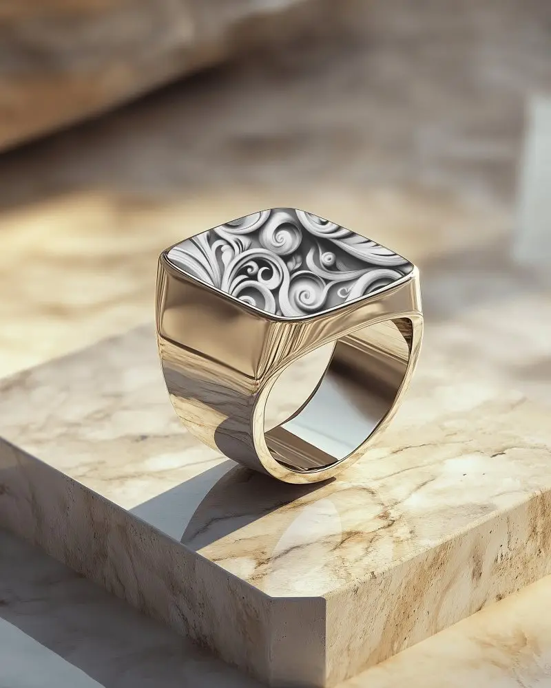 bold-ring-mockup-on-marble-podium-golden-reflection-hard-light-clean-showcase-luxury-style