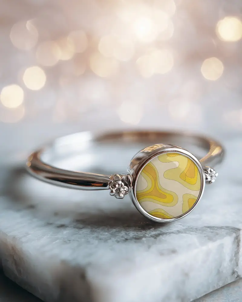 Refined Engraved Ring Mockup With Smooth Band And Prominent Round Center Stone