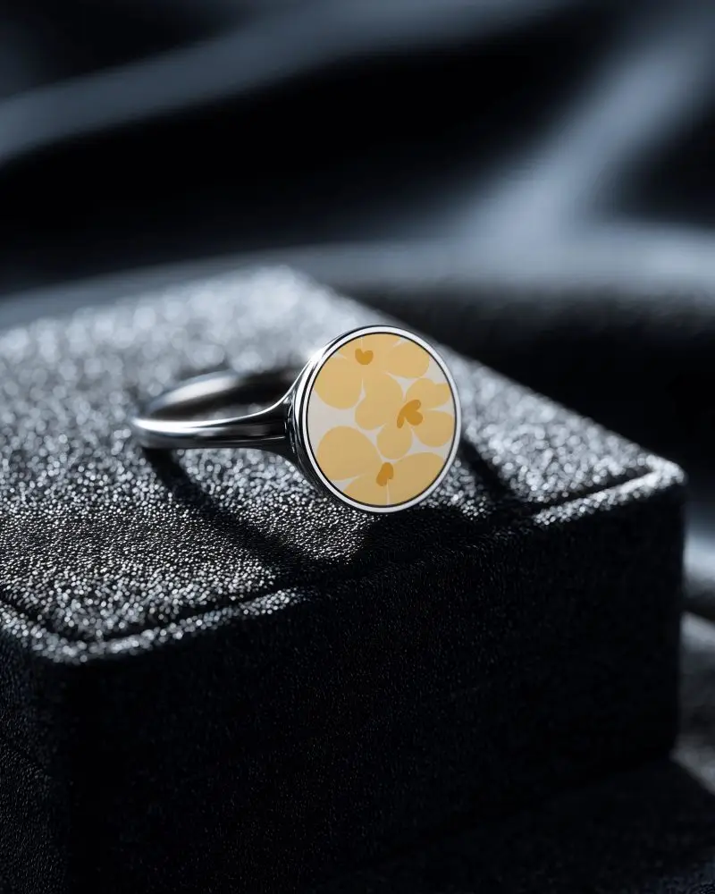 Elegant Minimalist Round Ring Mockup On Dark Fabric With Smooth Surface For Personalized Logo