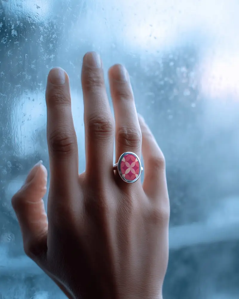 Polished Oval Ring Hand Mockup Presentation For Fashionable Jewelry Showcase