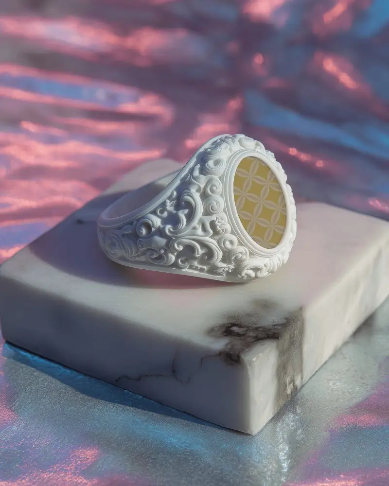 Detailed Antique Inspired Ring Mokcup Template With Decorative Texture For Jewelry Showcase