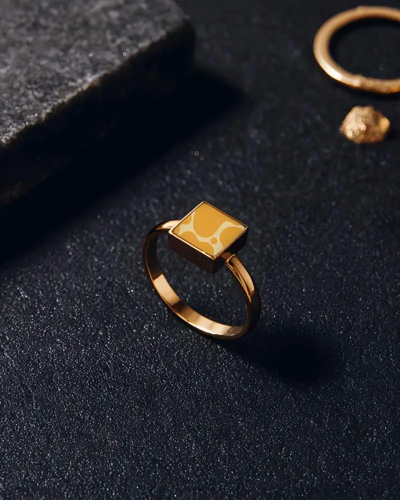 Elegant Square Top Ring Mockup Unique Minimalist Design Perfect Modern Fashion Accessories Lovers