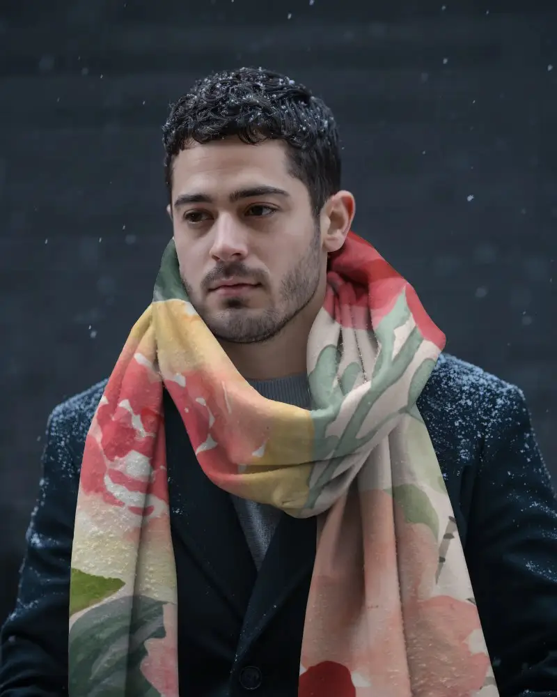 Premium Winter Scarf Mockup Cold Weather Outfit Idea Luxury Stylish Wrap For Men