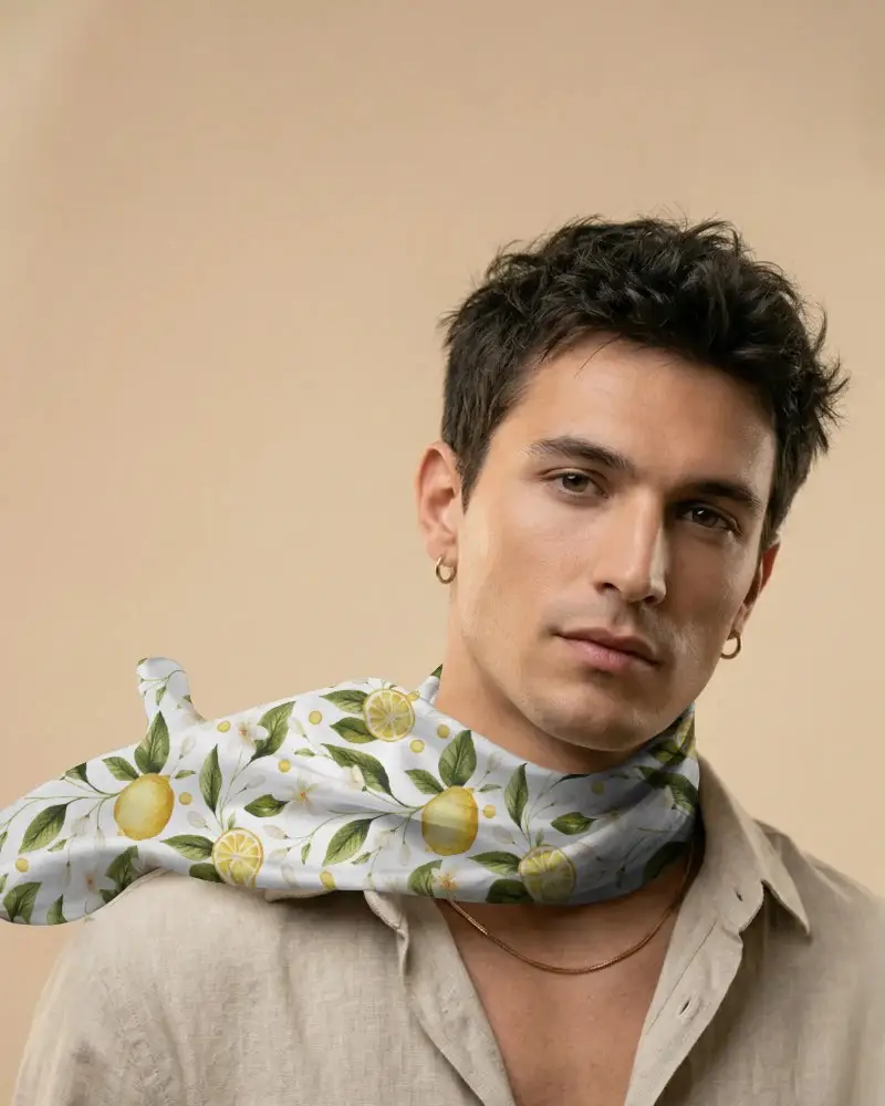 Stylish Mens Satin Neck Scarf Mockup For Fashion Campaigns And Accessory Showcase