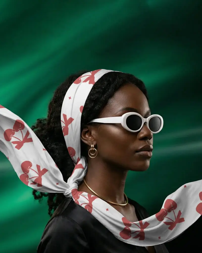 Elegant Womens Scarf Mockup With Smooth Texture And Modern Accessory Design Portrait