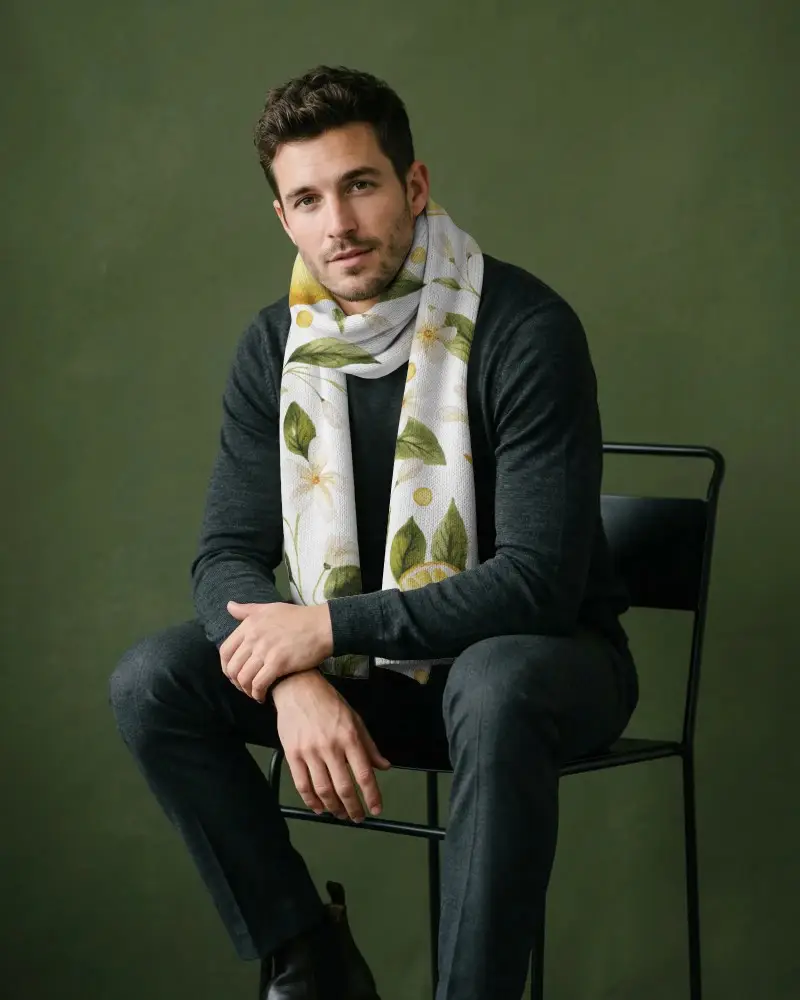 Elegant Mens Scarf Mockup For Winter Wardrobe Warm Soft Textile Fashion Accessory